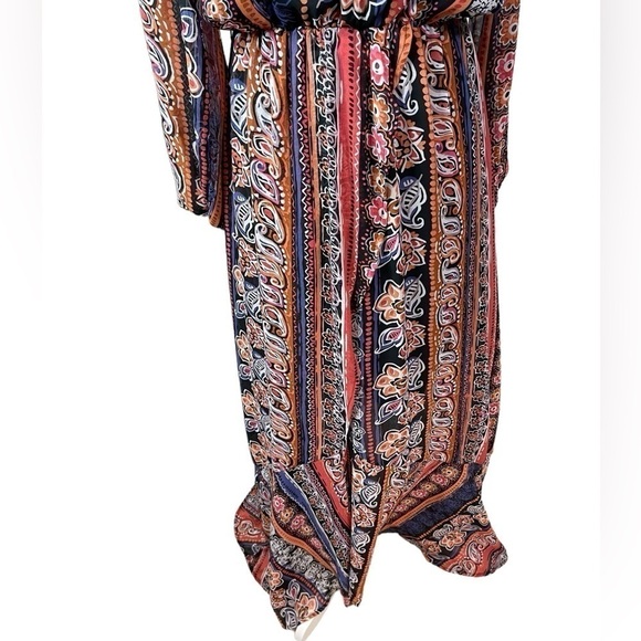 Venus women’s printed striped maxi dress 3/4 sheer sleeves v neckline size 6 - Picture 11 of 17